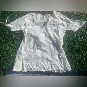 Antique baby white cotton nightgown w/ pink ribbon accents cottagecore